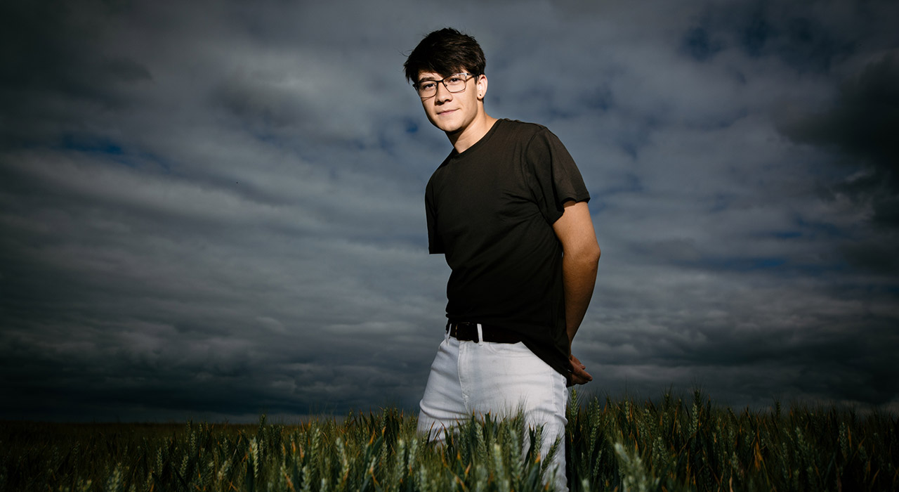 Model Ollie in wheat field